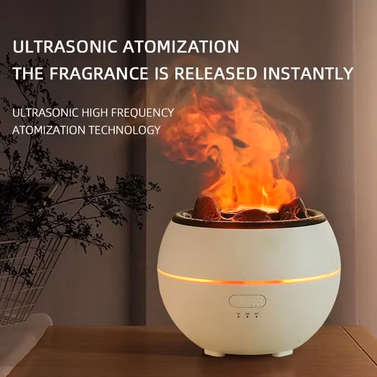 Umidificador de ar ultrassônico portátil de chama de fogo USB 5V para home office